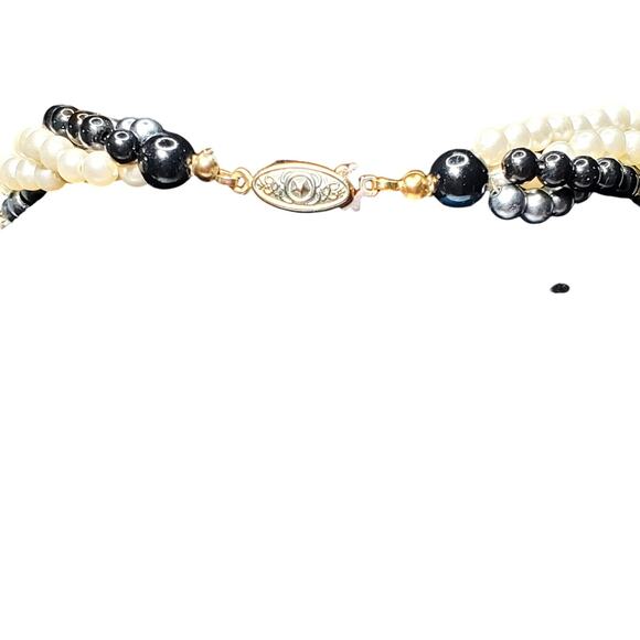 Retro Multi Strand Beaded Twist Necklace Unsigned 20" Vtg - Picture 2 of 8